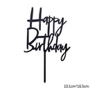 Happy Birthday Cake Topper Acrylic Gold Silver Cake Flag Cupcake Topper For Boy Girl Birthday Party Decorations Wedding Supplies