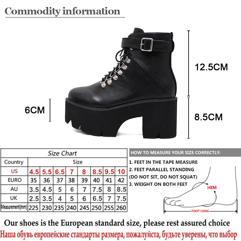 Gdgydh New Arrival Womens Autumn Shoes Chunky Block High Heel Platform Lace up Ankle Boots For Women Comfortable Promotion Sale