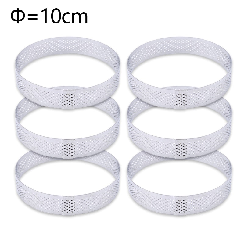 6 8 10 CM Stainless Steel Tart Mold Ring Tartlet Cake Mousse Molds Cookies Pastry Circle Cutter Pie Ring Perforated