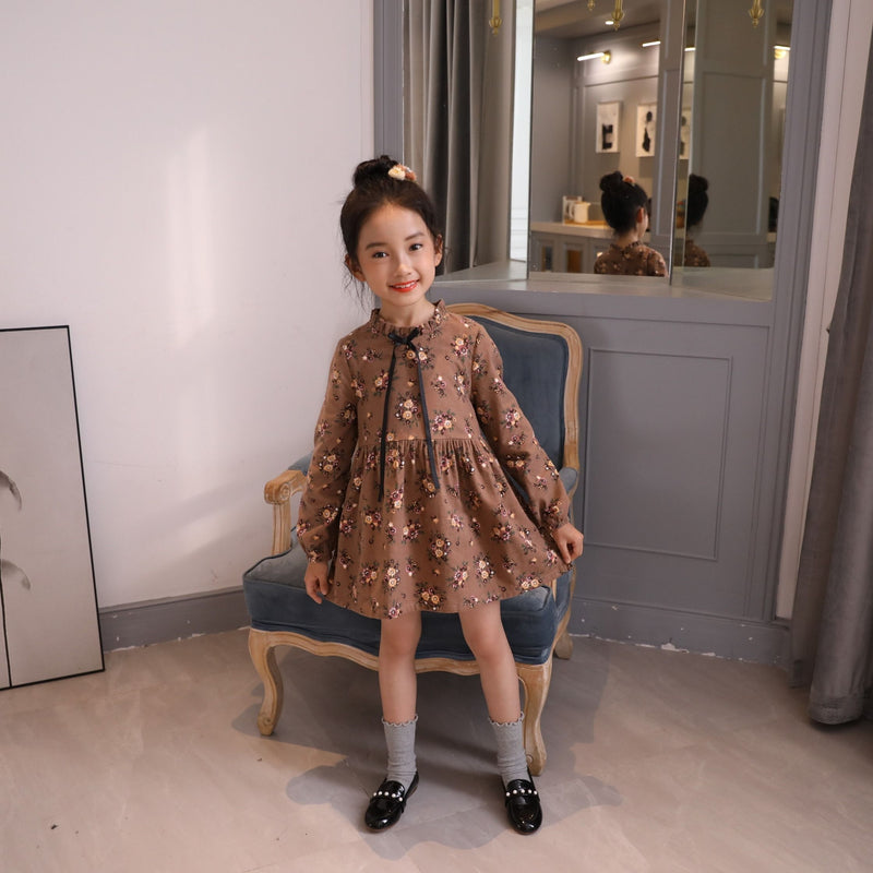 2022 Spring Autumn Girl Dress Cotton Long Sleeve Children&