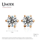 UMODE Rose Gold color 6 Prongs Sparkling 0.5ct Cubic Zirconia Cubic Zirconia Post CZ Stud Earrings JE0137A