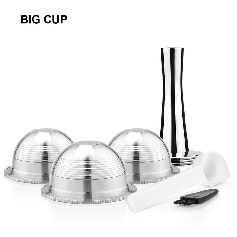 ICafilas BIG & Small CUP Espresso Capsulas ReusableNespresso Vertuoline & Vertuo Stainless Steel Refillable Coffee Filter  Pods