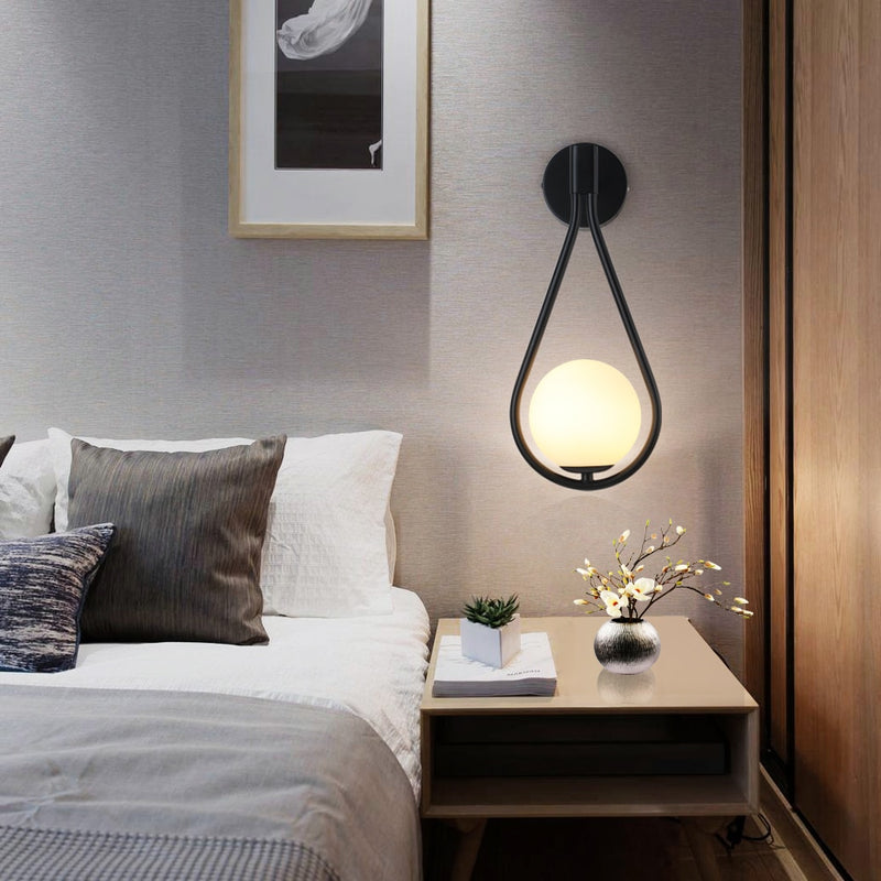 Lámparas de pared LED modernas Lámpara de sala de estar de metal Lámpara de pared de vidrio de cabecera nórdica de moda Iluminación de decoración de dormitorio