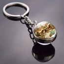 Animals Keychain Cat Dog Bear Peacock Rabbit Squirrel Phoenix Double Side Glass Ball Pendant Keyring