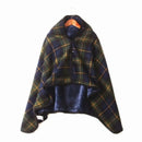 Wearable Plaid Fleece Blanket With Button Polyester Winter Warm Throws on Sofa Bed Travel Thicken Bedroom Grey Throw Blanket