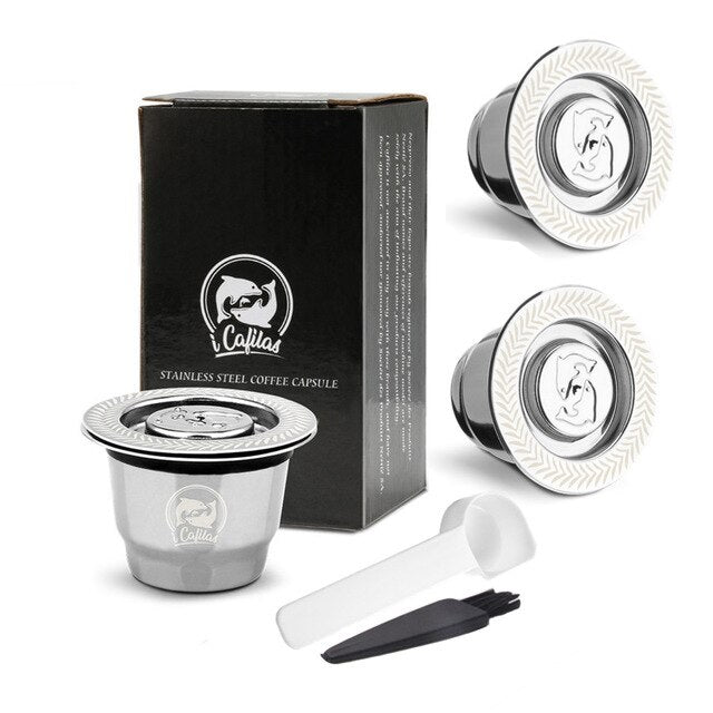 Verbesserter Edelstahl für Nespresso-Kaffeefilter, Kaffeekapseln, Tamper für Espresso, wiederverwendbare, nachfüllbare Körbe