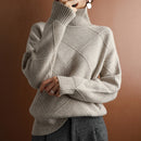 Cashmere sweater women turtleneck sweater pure color knitted turtleneck pullover 100% pure wool loose large size sweater women
