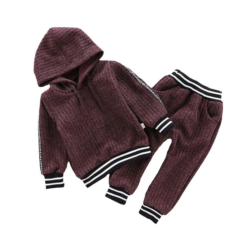 Ropa para niños pequeños, conjunto de Boutique de algodón suave, sudadera con capucha de manga larga sólida para niños, conjunto de chándal, pantalones, conjunto de ropa para niños de 1 a 4 años