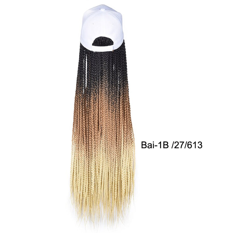 Box Braids Baseball Cap Wig 24inch Long Synthetic Braid Wigs Hat with Braiding Hair Extensions For Black Women Adjustable Size