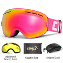 Marca COPOZZ, gafas de esquí profesionales, lentes de doble capa, antiniebla, UV400, grandes gafas de esquí, esquí, Snowboard, hombres, mujeres, gafas de nieve