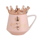 Creative Crown Ceramic mug Cute Coffee Mug Milk Cup with spoon lids Coffee tea Cup 300ml Capacity Water Mugs X-Mas Gift