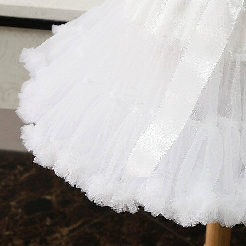 White Short Women Tulle Halloween Petticoat Crinoline Vintage Wedding Bridal Petticoat Underskirt Rockabilly Tutu