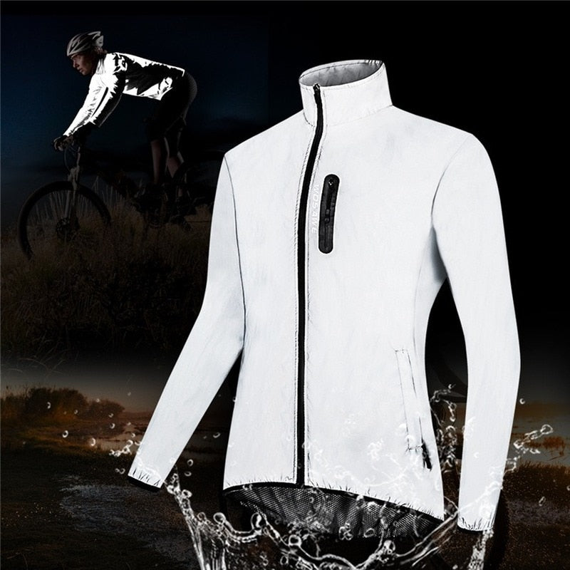 Full Reflective Cycling Jacket Men Windproof Waterproof Night Running Cycling Reflective Clothing Riding Bike Bicycle MTB Jacket