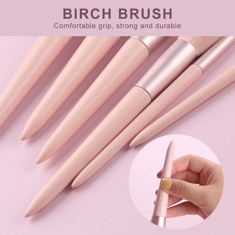 BEILI-brochas de Maquillaje rosa, 11 Uds., juego de brochas de Maquillaje de belleza cosmética para colorete, base, pestañas, sombra de ojos, brochas de Maquillaje