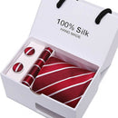 Joy Alice Wedding men neck ties gift box packing men brand luxury necktie pocket square silk tie set cufflinks handkerchief