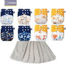 Elinfant New Matching waterproof baby pcoket diapers 8 pcs gray mesh cloth diapers and 8pcs microfiber inserts