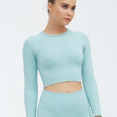 Workout Tops For Women Fitness Sport Yoga Top Knitted Yoga Shirt Seamless Top Long Sleeve Running Sport Shirt Women Sportswear