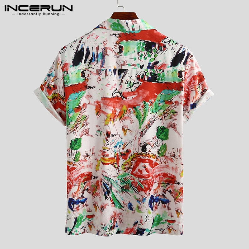 Summer Men Printed Shirt Short Sleeve Turn-down Collar Streetwear Chic Loose Mens Hawaiian Shirts 2022 Vacation Camisa INCERUN