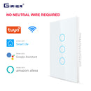 Interruptor táctil Wifi inteligente No requiere cable neutro Smart Home 1/2/3 Gang interruptor de luz 220V compatible con Alexa Tuya App 433RF remoto