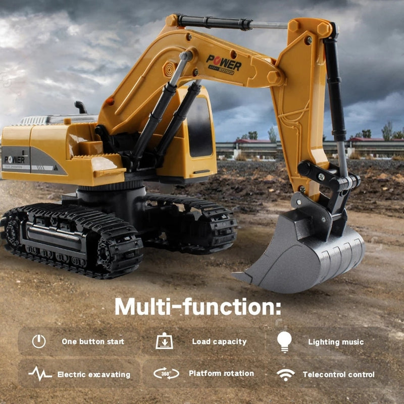 1/24 RC Excavator 2.4G Radio Controlled Cars crawler Tractor Model Engineering Car Digging Soil Truck Sound Toy For Boy Kid gift