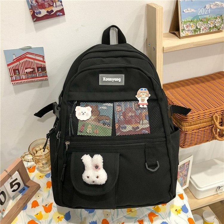 Japanese Fashion Backpack Women School Bags For Teenage Girls Multipockets Mesh Nylon Backpacks Mochila Feminina Bag Bolsa Mujer