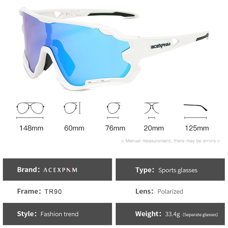 ACEXPNM Polarisierte Mountainbike Fahrradbrille Outdoor Sports Fahrradbrille UV400 4 Linsen Fahrradbrille Herren Damen Sonnenbrille