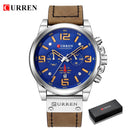 Relojes CURREN para hombre, marca de lujo, reloj de pulsera deportivo resistente al agua, cronógrafo, cuarzo, militar, cuero genuino, reloj Masculino