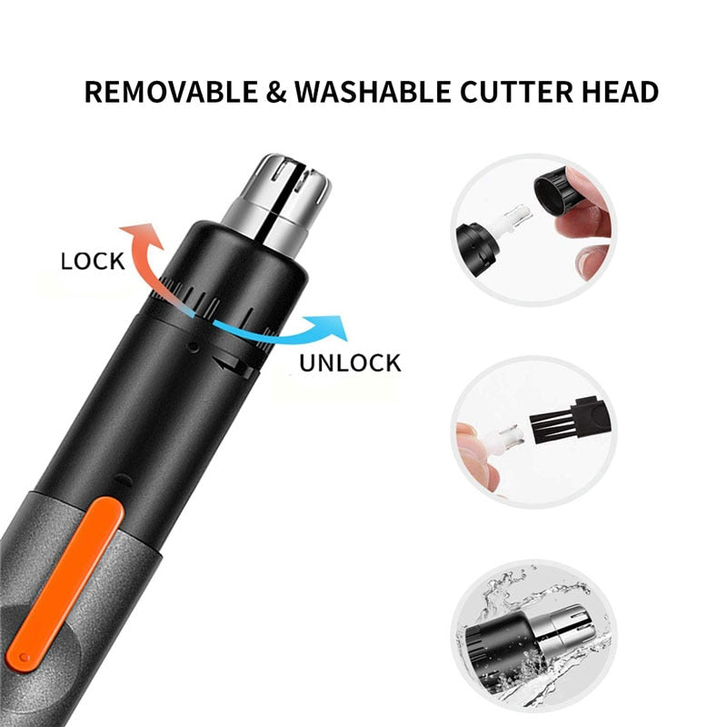 Electric Nose Ear Hair Trimmer Effctive for Men and Women with USB Fast Charge Low Noise Mini Pen-grip Portable Nose Epilator