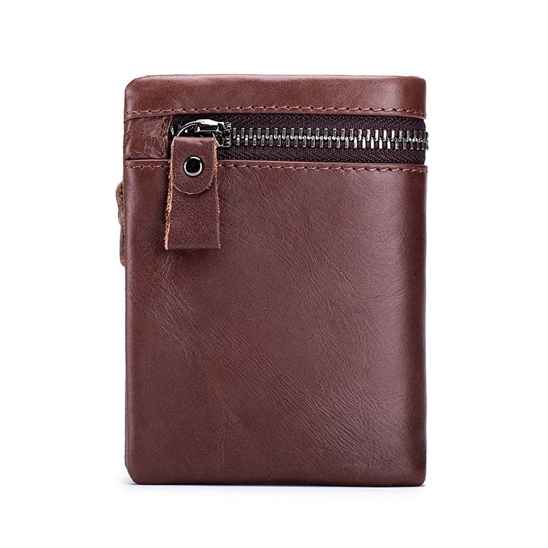 BULLCAPTAIN Short Tri-Fold Buckle Zipper Wallet Men&