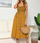 2020 New Hot Women Boho Summer Sleeveless Polka Dot Beach Dress Ladies Stretch Holiday Sundress Evening Party Maxi Dress