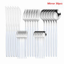 Western Cutlery Set 30 Piece Tableware Set Stainless Steel Dinnerware Black Spoon Fork Knife Dinner Set Complete Home Flatware