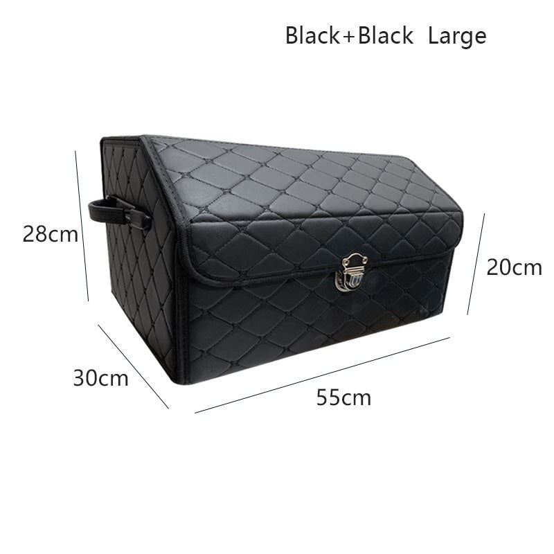 AUTOROWN PU Leather Trunk Organizer Box for Shopping Camping Picnic Home Garage Storage Bag Auto Interior Accessories S/M/L