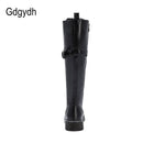 Gdgydh 2021 Autumn British Style Knee-high Boots For Women Plus Size 34-43 Female Boots Round Toe Low Heels Women Shoes Winter