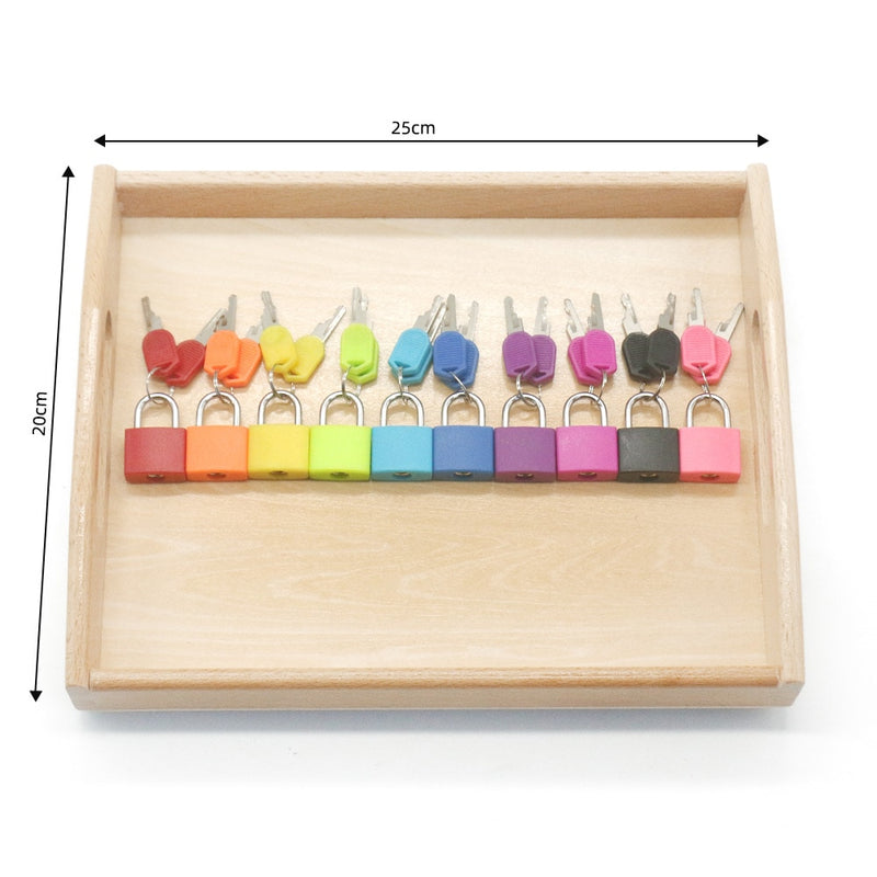 Hölzernes Montessori-Tablett-Schlösser-Set, pädagogisches sensorisches Spielzeug für Kinder, Montessori-Vorschule, sensorische Materialien, Juguetes ML1344H