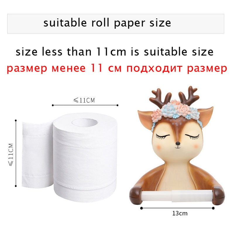 Decorative Deer Toilet Paper Holder Towel Rack Wall Mounted Bathroom Kitchen Roll Paper Holder Tissue Rack