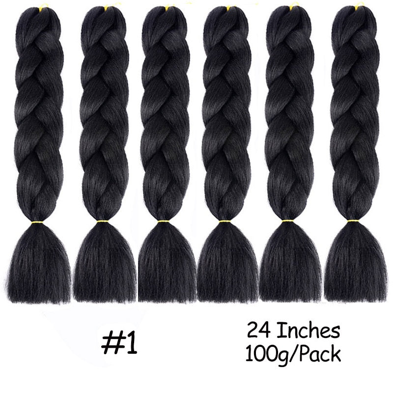 24inch Jumbo Braids Synthetic Hair For Box Braid Ombre Braiding Hair Extensions Three Tone Black Brown Blue Pink Mirra’s Mirror