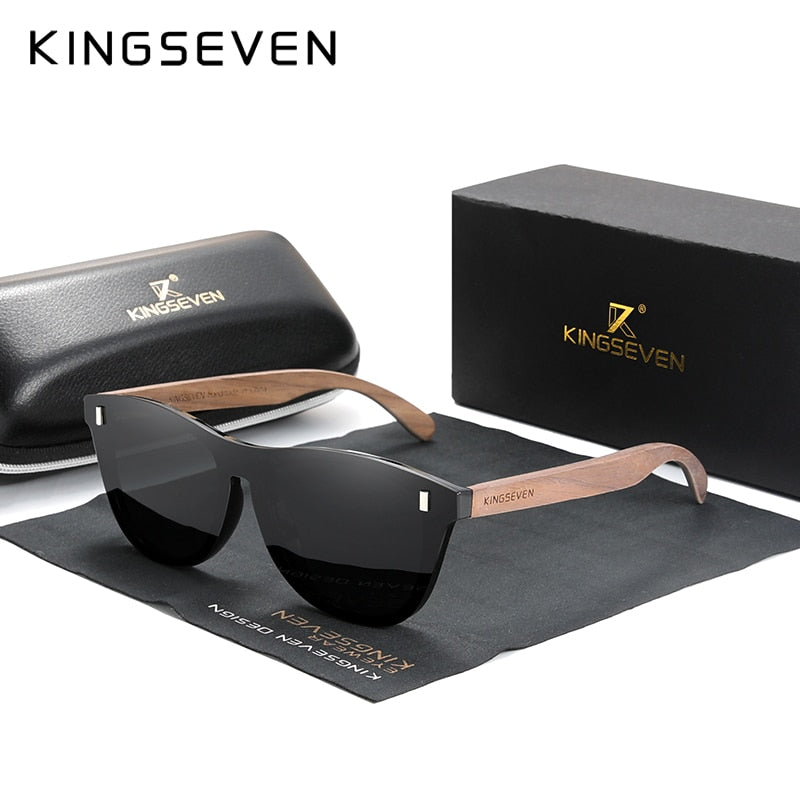 KINGSEVEN Exklusives Design Vintage Herrenbrille Nussbaumholz Sonnenbrille UV400-Schutz Mode Quadratische Sonnenbrille Damen 5510