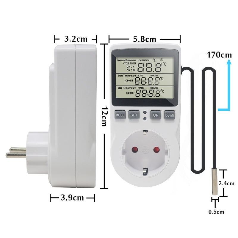 KT3100 KT3200 Thermostat Digital Temperature Controller Socket Outlet Timer Switch Sensor Heating Cooling 16A 220V for Heat Mat