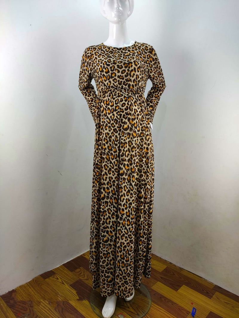 Fashion Maternity Dresses Photography Props Leopard Pregnancy Dress Long Sleeve Maternity Clothes For Pregnant Women Photo Shoot