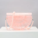 Acrylic Basket Evening Clutch Bag Women Hollow Out Stone Pattern Half Moon Acrylic Beach Handbag Beaded Shoulder Bag Holiday
