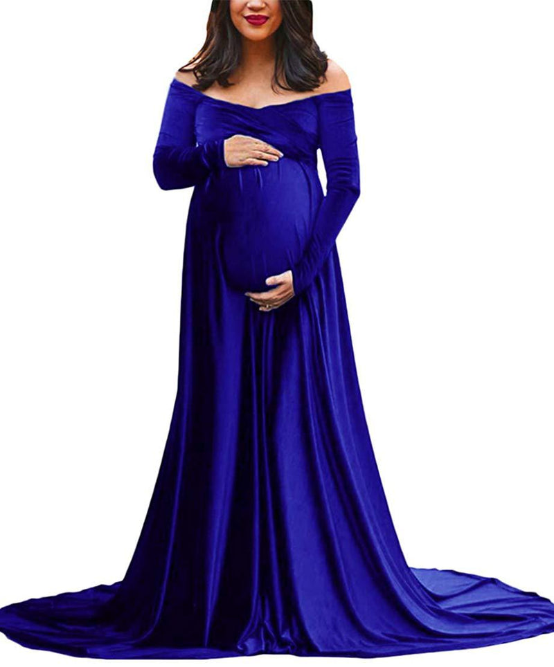 Long Maternity Shoot Dress Pleuche Elegence Pregnancy Dresses Photography Maxi Maternity Gown Photo Prop For Pregnant Women 2019