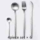 24Pcs/set Steak Knife Fork Coffee Spoon Teaspoon Gold Cutlery Kitchen Tableware Upscale Stainless Steel Western Tableware Set