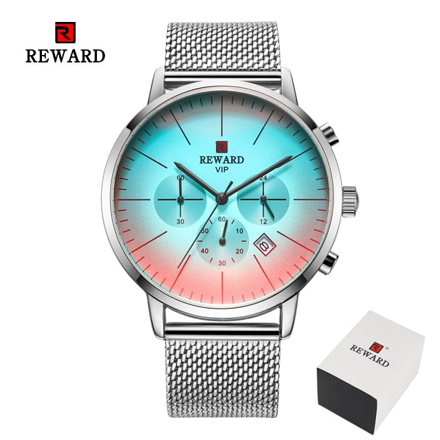 2022 neue Mode Farbe Helle Glas Uhr Männer Top Luxusmarke Chronograph Männer Edelstahl Business Clock Männer Armbanduhr