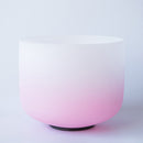 8 Inch Half Pink Color Third Eye Crown Root Sacral Solar Heart Throat CDEFGABFrosted Quartz Crystal Singing Bowl
