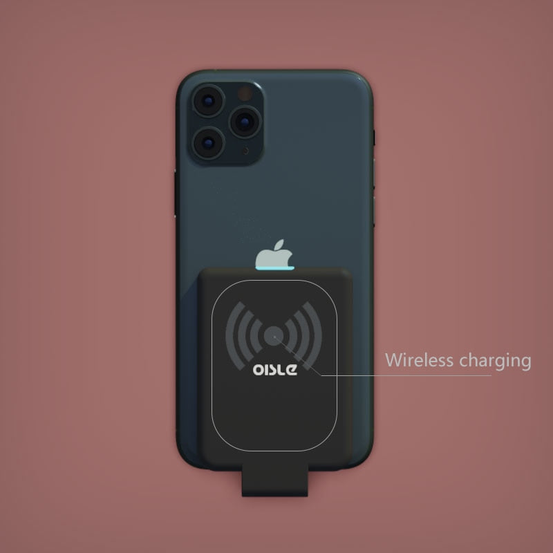 Mini batería de clip trasero OISLE para iPhone 12 11X7 8 6 Plus SE XS MAX XR SE2, funda de cargador de batería externa de respaldo delgado, banco de energía