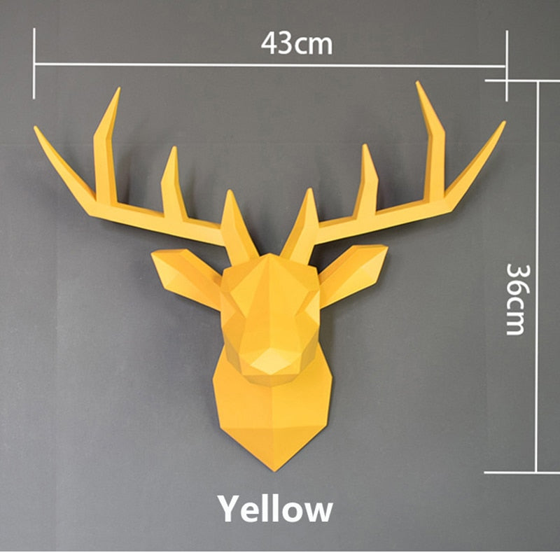 3D Animal Head Wall Hanging Decoration Animal Figurine Living Room Wall Decor Decorative Deer Sculpture Home Interior Decoration