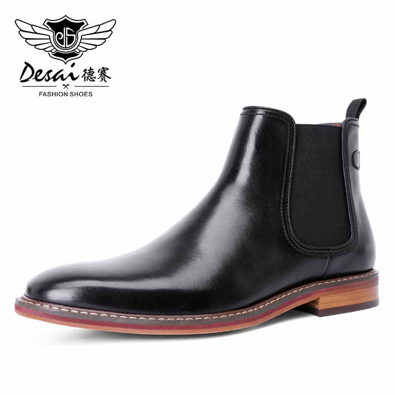 Botas Chelsea para hombre a estrenar Desai, suela inferior de piel de becerro auténtica, parte superior de piel de becerro, zapatos de bota hechos a mano interiores