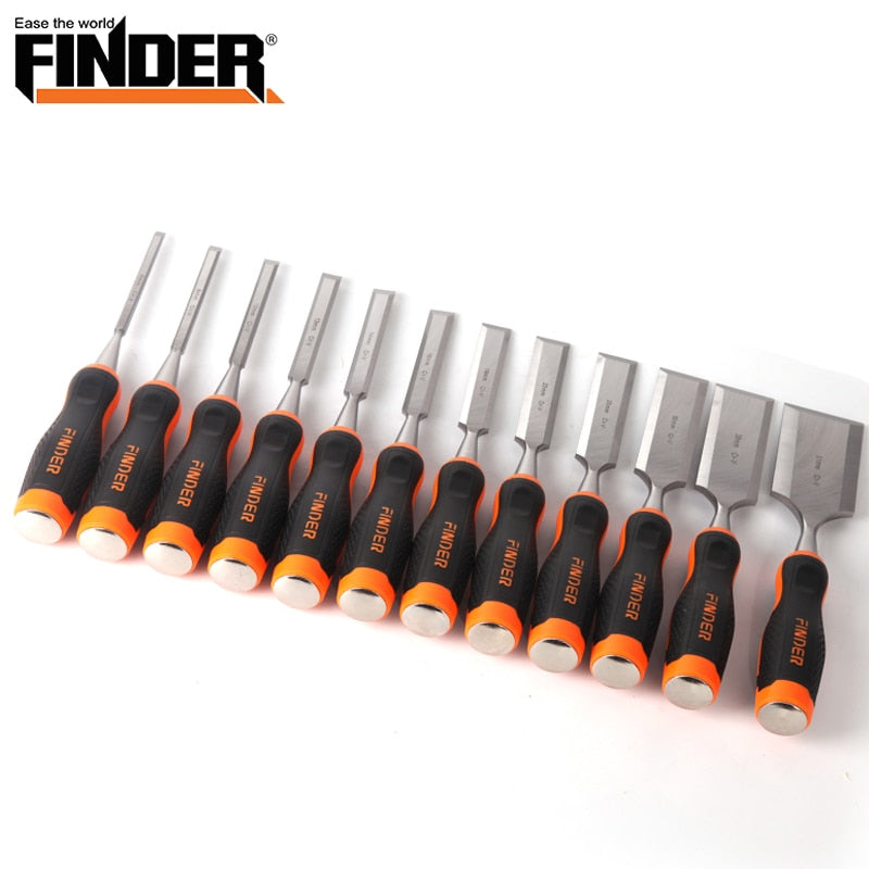 1Piece 6-51mm Carving Chisel Carpenter Tools Knockable TPR Handle Woodworking Chisel CR-V Professional Carving Knife Wood Graver