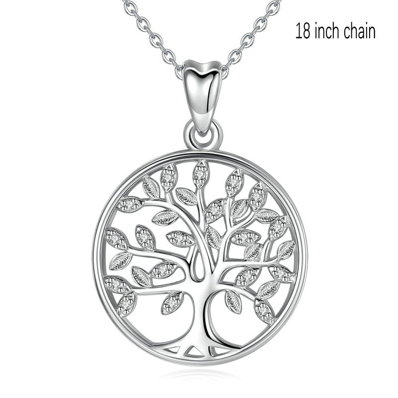EUDORA 100% 925 Sterling Silver Tree of Life Pendant Necklaces with AAA Zircon Women Fashion Jewelry Gift For Girl Birthday D170