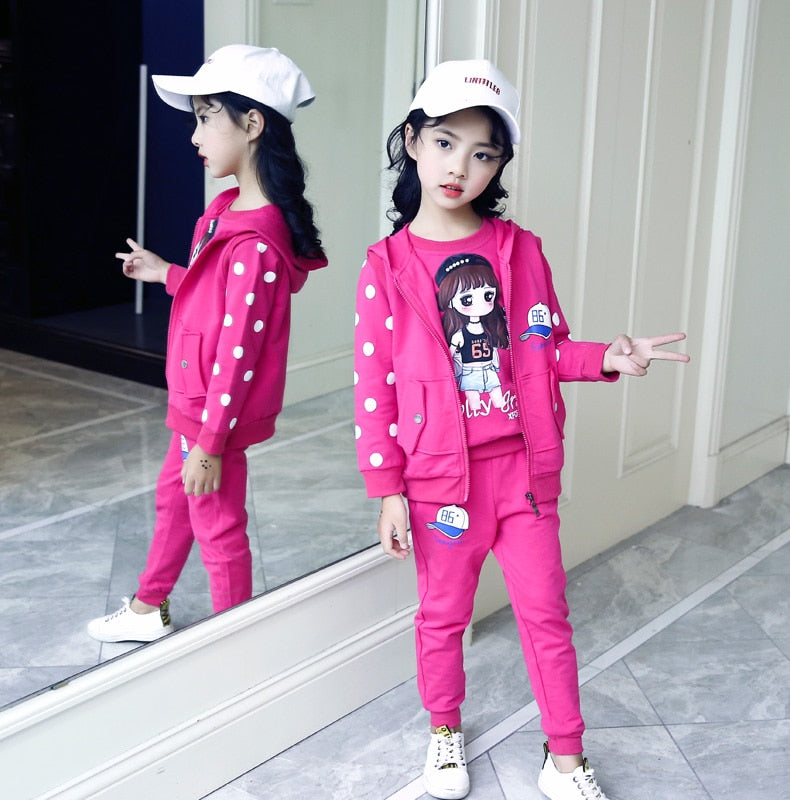 Winter Children Clothing Sets for Girls Floral Baby Girl Clothes Cotton Kids Tracksuit Sweatshirt+Pants Christma Costume Outfit